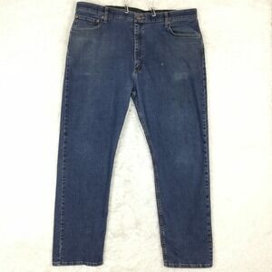 Wrangler Mens Jeans Regular Fit Straight Leg Blue Denim Comfort Flex Waist 42x32